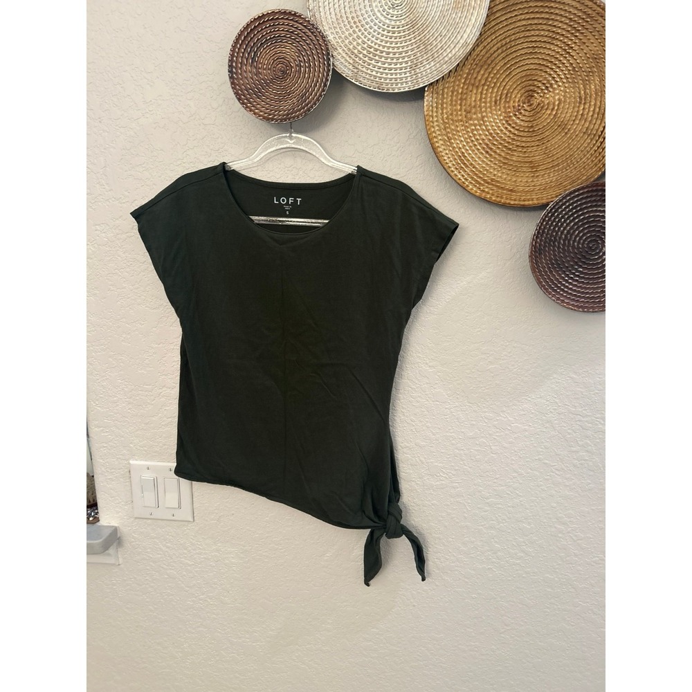 LOFT army green t shirt with side tie‎ super soft size Small